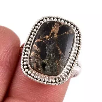 Natural Pietersite Gemstone 925 Solid Sterling Silver Jewelry Ring Size 8 p9U22