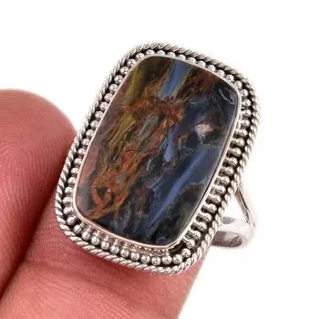 Natural Pietersite Gemstone 925 Solid Sterling Silver Jewelry Ring Size 10 h3F44