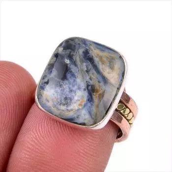 Natural Pietersite Gemstone 925 Solid Sterling Silver Two Tone Ring Size 6 Q6d68