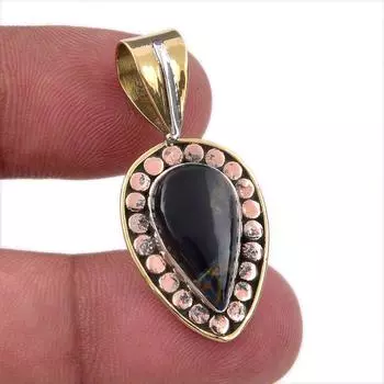 Natural Pietersite Gemstone 925 Solid Sterling Silver TwoTone Pendant 1.50 g0w62