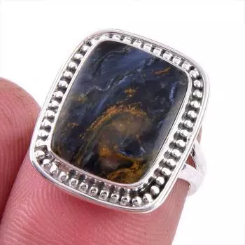 Natural Pietersite Gemstone 925 Solid Sterling Silver Jewelry Ring Size 6 J0e83