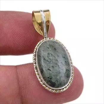 Natural Pietersite Gemstone 925 Solid Sterling Silver TwoTone Pendant 1.25 D4J79