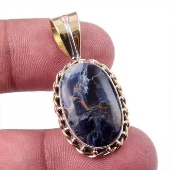 Natural Pietersite Gemstone 925 Solid Sterling Silver TwoTone Pendant 1.50 P3p82