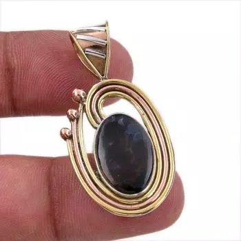 Natural Pietersite Gemstone 925 Solid Sterling Silver TwoTone Pendant 1.50 W3u70
