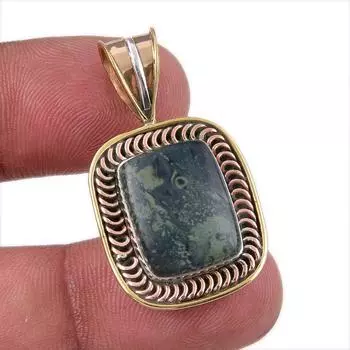 Natural Pietersite Gemstone 925 Solid Sterling Silver TwoTone Pendant 1.50 M4I24