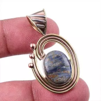 Natural Pietersite Gemstone 925 Solid Sterling Silver TwoTone Pendant 1.50 i8q13