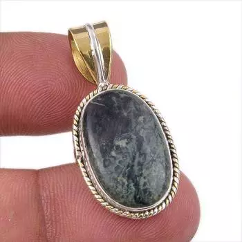 Natural Pietersite Gemstone 925 Solid Sterling Silver TwoTone Pendant 1.50 z9Q05