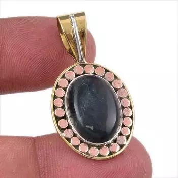 Natural Pietersite Gemstone 925 Solid Sterling Silver TwoTone Pendant 1.50 v3y85