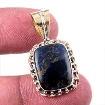 Natural Pietersite Gemstone 925 Solid Sterling Silver TwoTone Pendant 1.50 d9C07
