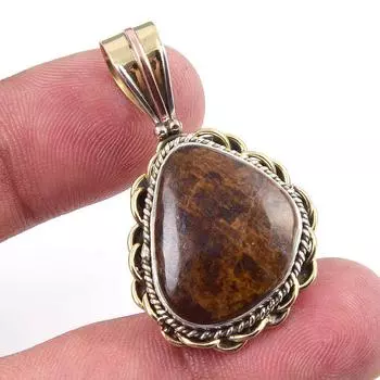 Natural Pietersite Gemstone 925 Solid Sterling Silver TwoTone Pendant 1.50 W2A01