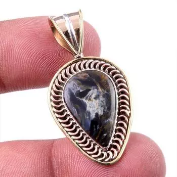 Natural Pietersite Gemstone 925 Solid Sterling Silver TwoTone Pendant 1.50 o0q95