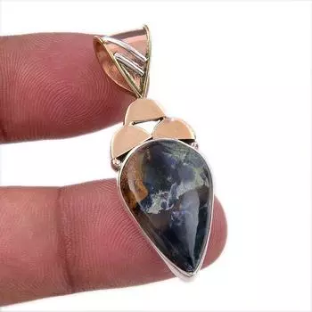 Natural Pietersite Gemstone 925 Solid Sterling Silver TwoTone Pendant 1.75 f5R40