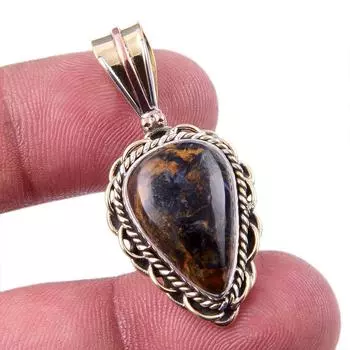 Natural Pietersite Gemstone 925 Solid Sterling Silver TwoTone Pendant 1.50 R0i73