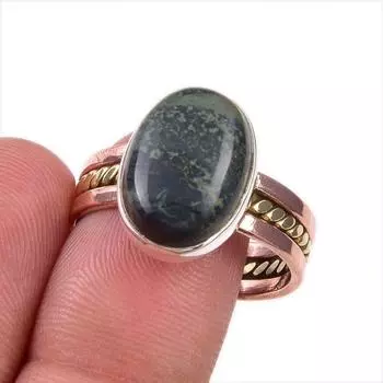 Natural Pietersite Gemstone 925 Solid Sterling Silver Two Tone Ring Size 10 i8v67