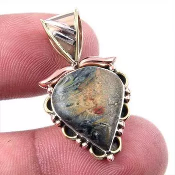 Natural Pietersite Gemstone 925 Solid Sterling Silver TwoTone Pendant 1.25 N9d12