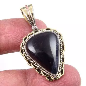 Natural Pietersite Gemstone 925 Solid Sterling Silver TwoTone Pendant 1.50 N2O18