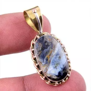 Natural Pietersite Gemstone 925 Solid Sterling Silver TwoTone Pendant 1.50 M2P29