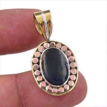 Natural Pietersite Gemstone 925 Solid Sterling Silver TwoTone Pendant 1.25 c2C38