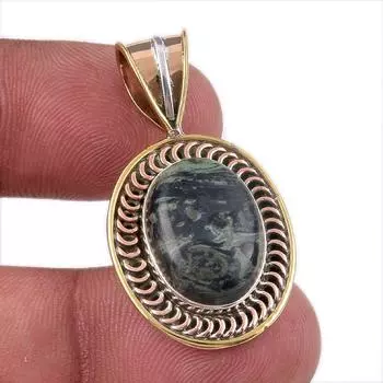 Natural Pietersite Gemstone 925 Solid Sterling Silver TwoTone Pendant 1.50 k6k90