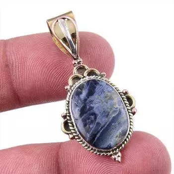Natural Pietersite Gemstone 925 Solid Sterling Silver TwoTone Pendant 1.50 m2k09