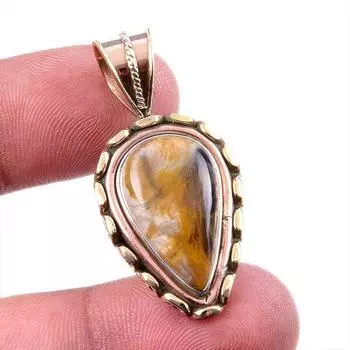 Natural Pietersite Gemstone 925 Solid Sterling Silver Two Tone Pendant 1.5 c0V87