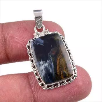 Natural Pietersite Gemstone 925 Solid Sterling Silver Jewelry Pendant 1.25 Y9o80