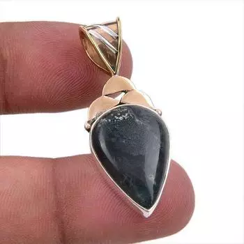 Natural Pietersite Gemstone 925 Solid Sterling Silver TwoTone Pendant 1.50 C8r08