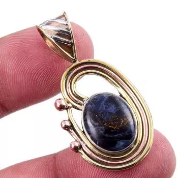 Natural Pietersite Gemstone 925 Solid Sterling Silver TwoTone Pendant 1.50 T1p26
