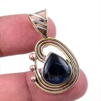 Natural Pietersite Gemstone 925 Solid Sterling Silver TwoTone Pendant 1.50 I0c68