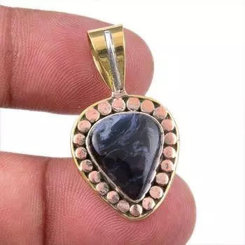 Natural Pietersite Gemstone 925 Solid Sterling Silver TwoTone Pendant 1.50 Z7T97