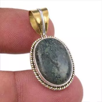Natural Pietersite Gemstone 925 Solid Sterling Silver TwoTone Pendant 1.50 F7z91