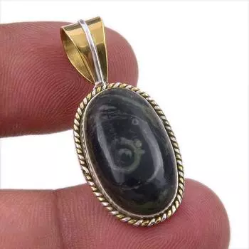 Natural Pietersite Gemstone 925 Solid Sterling Silver TwoTone Pendant 1.50 O1Z25