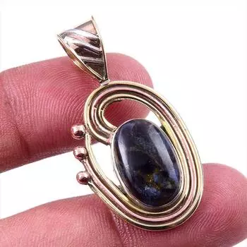 Natural Pietersite Gemstone 925 Solid Sterling Silver TwoTone Pendant 1.75 j6i04