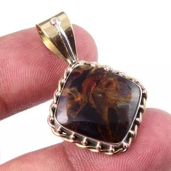 Natural Pietersite Gemstone 925 Solid Sterling Silver TwoTone Pendant 1.25 n6q83