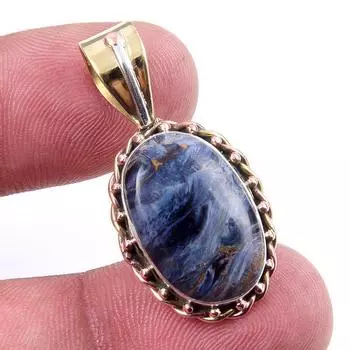 Natural Pietersite Gemstone 925 Solid Sterling Silver TwoTone Pendant 1.25 N5D17