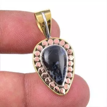 Natural Pietersite Gemstone 925 Solid Sterling Silver TwoTone Pendant 1.50 G0J10