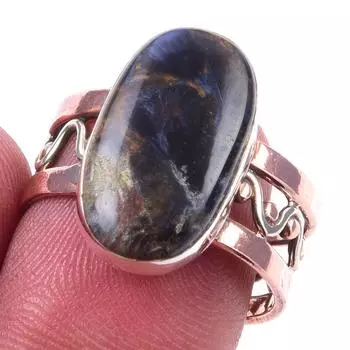 Natural Pietersite Gemstone 925 Sterling Silver Jewelry Two Tone Ring S.8.5 c4J16