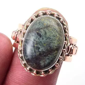 Natural Pietersite Gemstone 925 Sterling Silver Jewelry Two Tone Ring S.7.5 k9L29