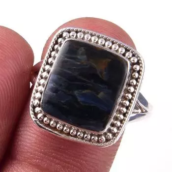 Natural Pietersite Gemstone Handmade 925 Solid Sterling Silver Ring Size 9 d0T09