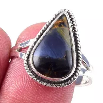Natural Pietersite Gemstone Handmade 925 Solid Sterling Silver Ring Size 9 c2D99