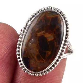 Natural Pietersite Gemstone Handmade 925 Solid Sterling Silver Ring Size 8 T1F95