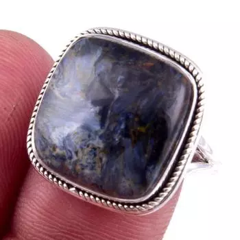Natural Pietersite Gemstone Handmade 925 Solid Sterling Silver Ring Size 8 f9h65