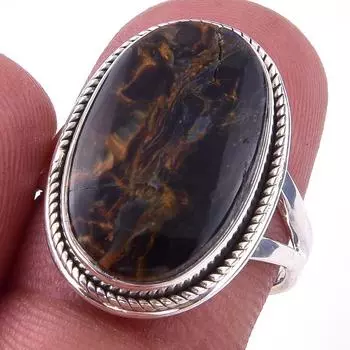 Natural Pietersite Gemstone Handmade 925 Solid Sterling Silver Ring Size 7 D4W37