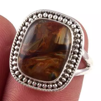 Natural Pietersite Gemstone Handmade 925 Solid Sterling Silver Ring Size 6 o5e56