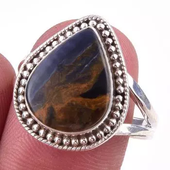 Natural Pietersite Gemstone Handmade 925 Solid Sterling Silver Ring Size 10 F5T28