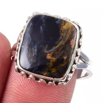 Natural Pietersite Gemstone Handmade 925 Solid Sterling Silver Ring Size 9 o1q81