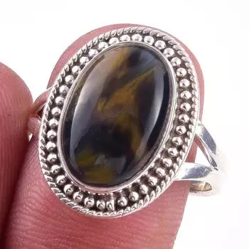 Natural Pietersite Gemstone Handmade 925 Solid Sterling Silver Ring Size 9 L4C43