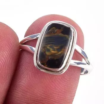Natural Pietersite Gemstone Handmade 925 Solid Sterling Silver Ring Size 8 F7z07