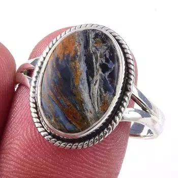 Natural Pietersite Gemstone Handmade 925 Solid Sterling Silver Ring Size 10 J5R41