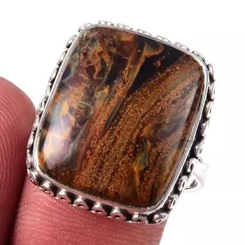 Natural Pietersite Gemstone Handmade 925 Solid Sterling Silver Ring Size 9 z0r38